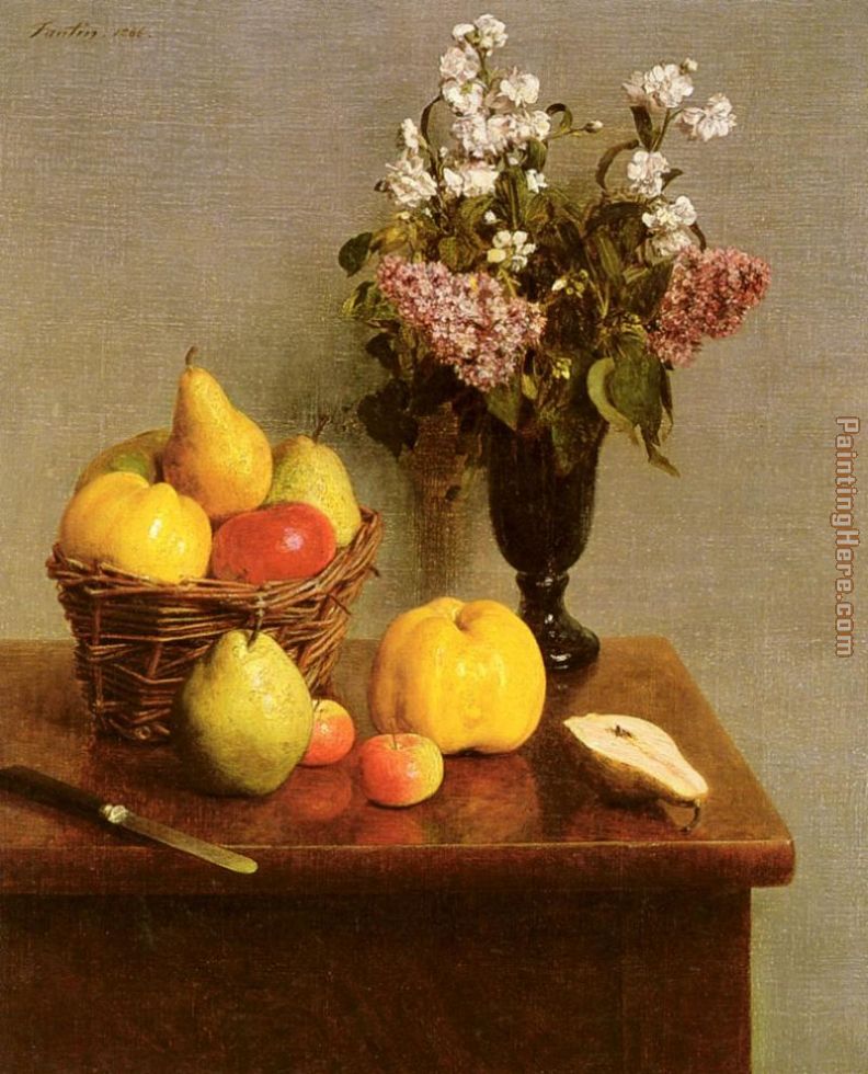 Still Life With Flowers And Fruit painting - Henri Fantin-Latour Still Life With Flowers And Fruit art painting